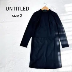 アンタイトル フォーマルワンピース ひざ丈ワンピース 長袖 ブラック ウール M