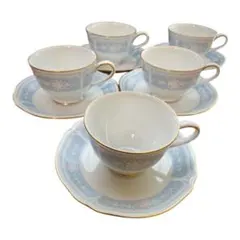 ノリタケ　レースウッドゴールド　カップ&ソーサー5客セット