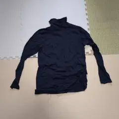 H289 ネイビー タートルネック 長袖シャツ XL