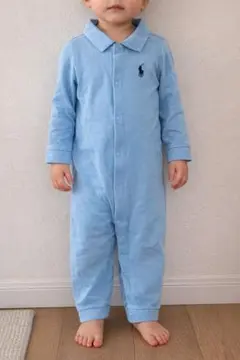 ラルフローレン ロンパース 12M 水色 長袖 ポロ ベビー