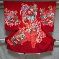 七五三7歳用 赤 花柄 着物 作り帯 小物一式 12点セット - メルカリ