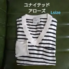 長袖　ボーダー　Vネック