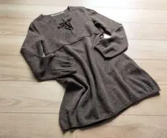 美品45rpmウール100％ブラウン系ロングニットセーター３サイズのサムネイル
