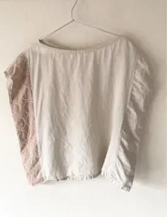 ミナペルホネン タンバリン使用 ハンドメイド リネンブラウス ベージュのサムネイル