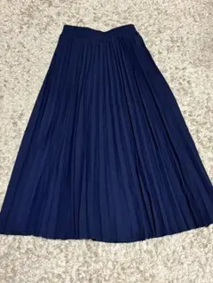 ネイビー プリーツスカート サテン裏地付き