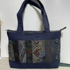 ◇トートバッグ◇縦25×横40×マチ8!!　正絹　本場大島紬　パッチワーク♪c
