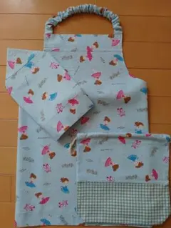 120前後エプロン3点セット バレリーナ柄水色