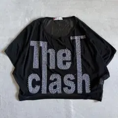 00's ロックシアーTシャツ ラインストーン クロップド丈 グランジ y2k