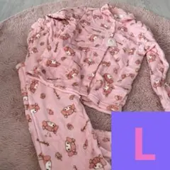 マイメロパジャマルームウェアセットアップ ピンクL長袖 もこもこ防寒