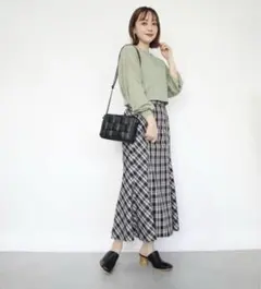 terawearemu  マーメイドスカート　チェック 　黒　しまむら　てらさん