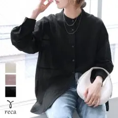 新品　タグ付き　reca 胸切替シアーバンドカラーシャツのサムネイル