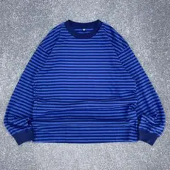 00s OLD UNIQLO ロンT ボーダー ブルー シティボーイy2k 短丈