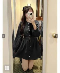 GRL グレイル　ベルト付きチュールドッキングミニワンピース　tg743　黒　F