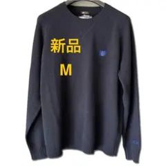 UNIQLO カウズ ウィンター ラムクルーネックセーター　ネイビー　M