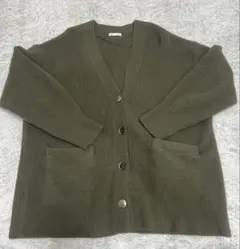 GU パフィータッチオーバーサイズカーディガン XLサイズ オリーブ