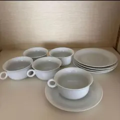 Adam & Eve ホワイトカップ・ソーサー 5客セット　アダムとイブ