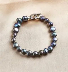 【ラスト一点】天然淡水パール ブレスレット ブラック系