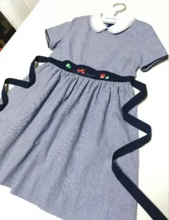 旧タグ familiar ファミリア 白襟付き パイピング袖 ワンピース 120