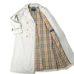 美品✨バーバリー トレンチコート 超ロング ダブル 英国製 ホワイト ライナー