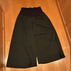犬印本舗 fairy 裏起毛 ワイドパンツL マタニティパンツ　黒　ブラック