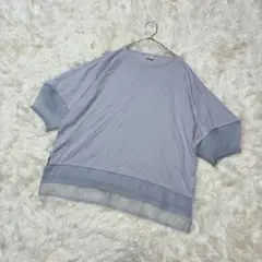 Elura S シアー切り替えTシャツ 無地 ライトパープル 通勤のサムネイル