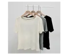 新品未使用】ence リンガーTシャツ 半袖 カーキ✖️ブルーグレー