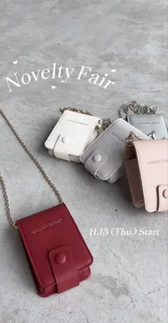 LILLIAN CARAT チェーン付きポーチ ピンク