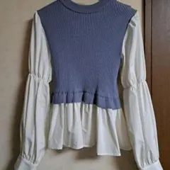 最終お値下げ❗INGNI リブ編みセーターとフレアブラウスの組み合わせ 重ね着風