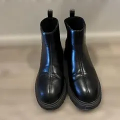ブラック サイドゴアブーツ 厚底