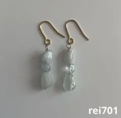 No.549 シンプル　天然石　アクアマリン　ピアス　イヤリング