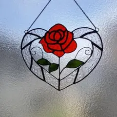ステンドグラスハンドメイド　サンキャッチャー　ばら