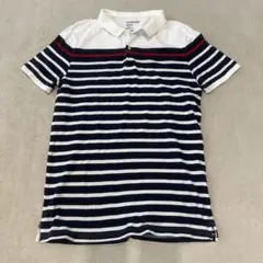 GIORDANO ポロシャツ L ネイビー ボーダー 赤ライン テーパードのサムネイル