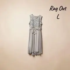 Rag Out ワンピース L グレージュ レース ノースリーブフォーマル結婚式