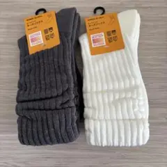 UNIQLO ヒートテック ルーズソックス ホワイトダークグレー 23-25cm