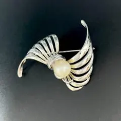 美品✨ 11mm パール ブローチ 大粒真珠 SILVER刻印
