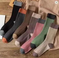 リブ編みミドル丈ソックス 7色セット