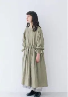 Samansa Mos2 kazumiコラボ 前後着リネンワンピース