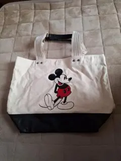 ミッキーマウス トートバッグ アイボリー ブラック
