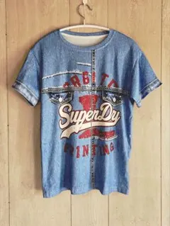 SuperDry デニム風プリント 半袖カットソーJP.size M