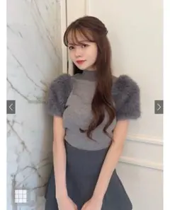 GRLファー付きニットトップス