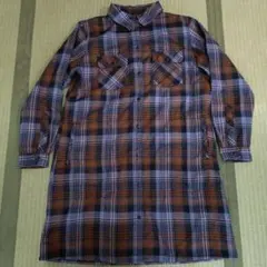 ワークマンチェック柄シャツワンピースLL