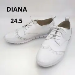 DIANA レザー　ホワイトスニーカー 24.5　パンチングデザインのサムネイル