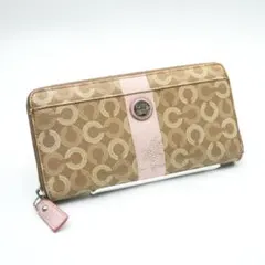 コーチ オプアートウォレット 長財布 シグネチャー 総柄 ベージュ @OH37