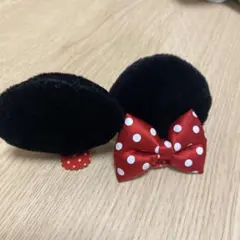 ディズニーランド ミニーマウス ピン留めクリップ つけ耳　パッチン