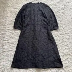 極美品 シップス 膨れ ジャカード バックタイ フレア ワンピース M