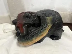 木彫り 熊 鮭 置物 民芸品