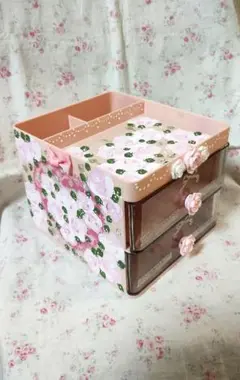 姫系♡薔薇いっぱいの小物入れ付.2段引き出し♡トールペイント
