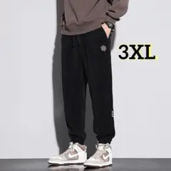 メンズ　ジョガーパンツ リブパンツ　コーデュロイ　3XL 4L 黒　ブラック