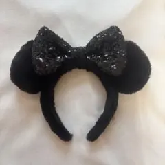 ミニーちゃん 黒スパンコール カチューシャ