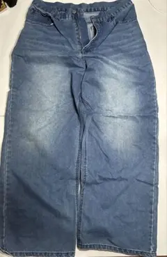 ワイドデニムパンツ ブルー